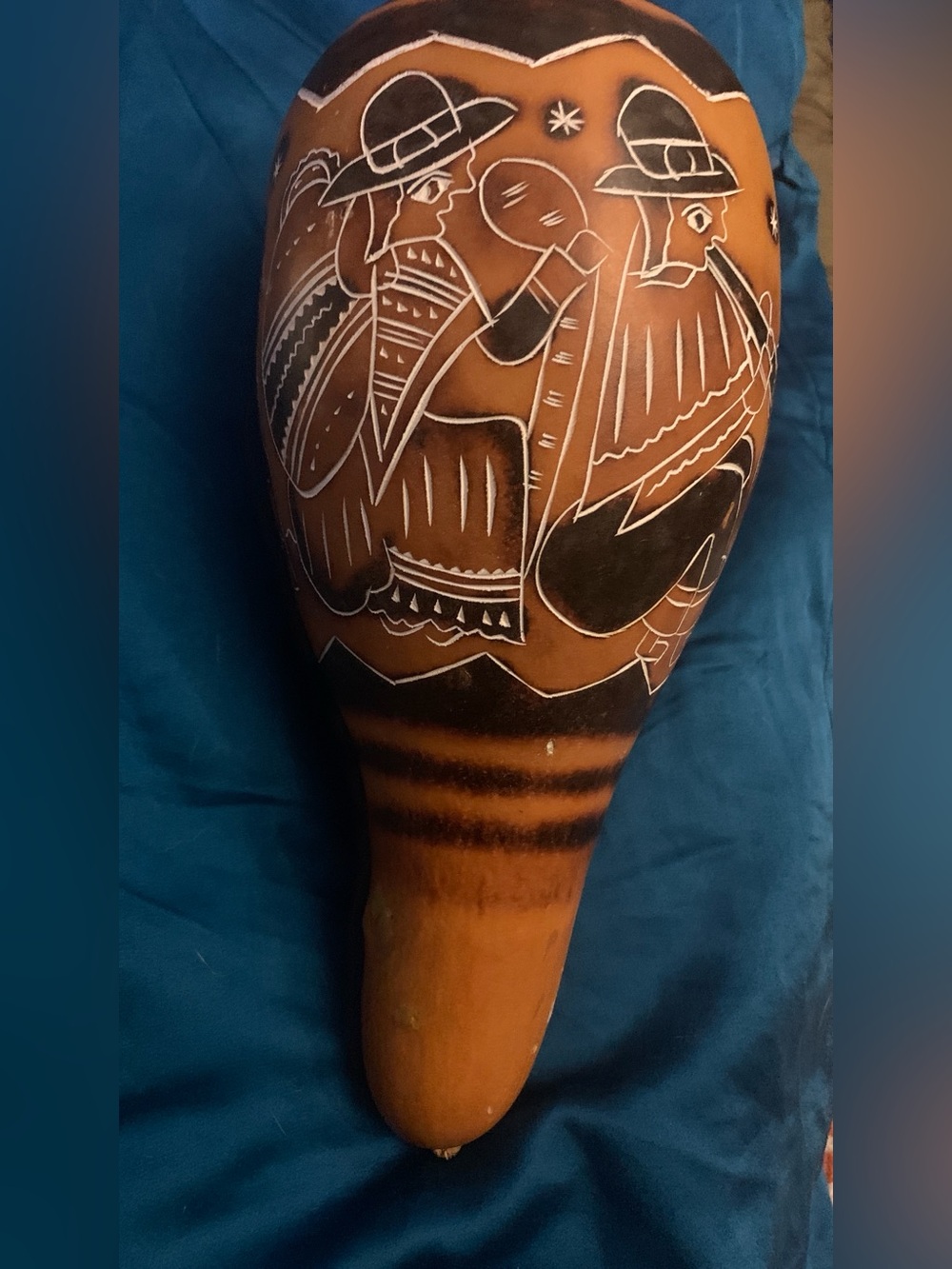 Hand Carved Peruvian Gourd Rattle - Picture 4 of 4
